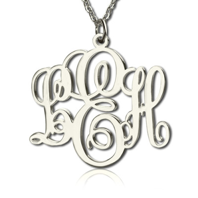 Personalised Vine Font Initial Monogram Necklace Sterling Silver - By The Name Necklace;