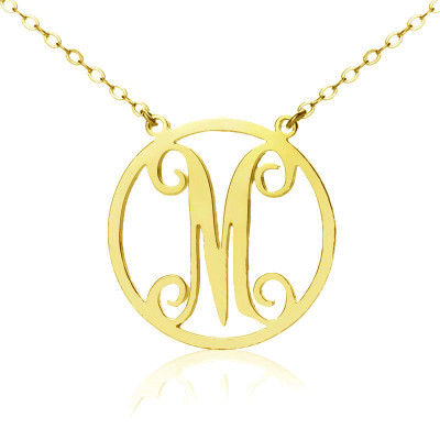18ct Solid Gold Single Initial Monogram Circle Necklace