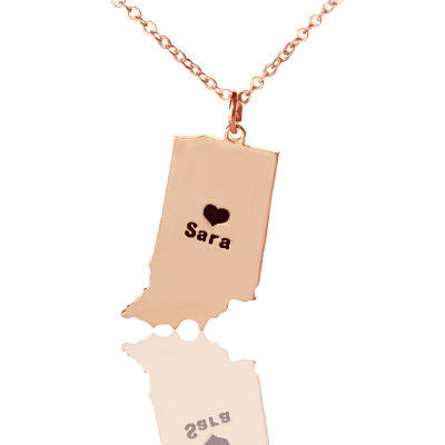 Personalised Indiana Heart-Shaped Rose Gold Necklace