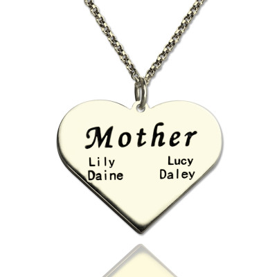 "Mother" Family Heart Necklace Sterling Silver - By The Name Necklace;
