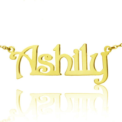 18ct Gold Plated Name Necklace - Solid Gold Harrington Font