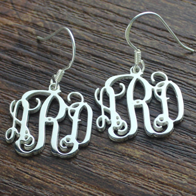 Custom Engraved Sterling Silver Monogram Earrings