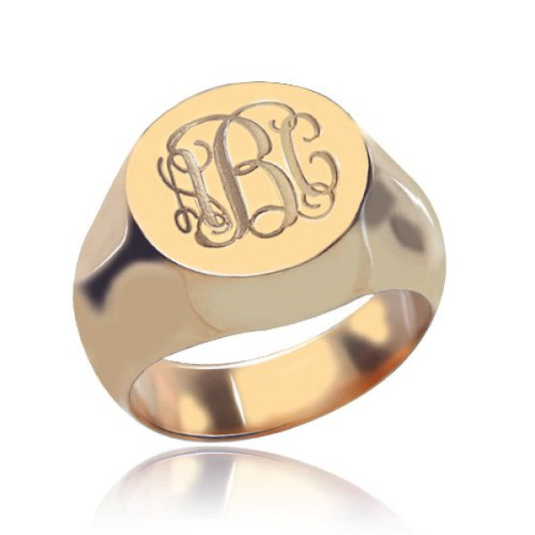 CIrcle Designs Signet Monogram Initial Ring Rose Gold - By The Name Necklace;