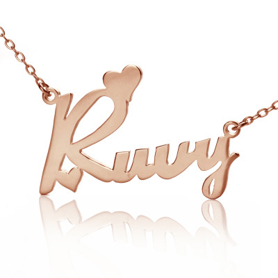 Personalised Heart Name Necklace 18ct Rose Gold Plated Fiolex Girls Fonts
