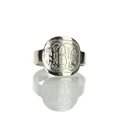 Personalised Monogram Sterling Silver Ring - Engraving Included