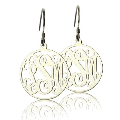 Circle Monogrammed Initial Earrings Sterling Silver - By The Name Necklace;