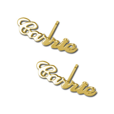 18K Gold Name Stud Earring - By The Name Necklace;