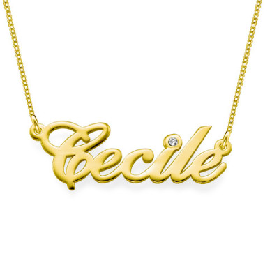 18ct Gold and Diamond Name Necklace - By The Name Necklace;