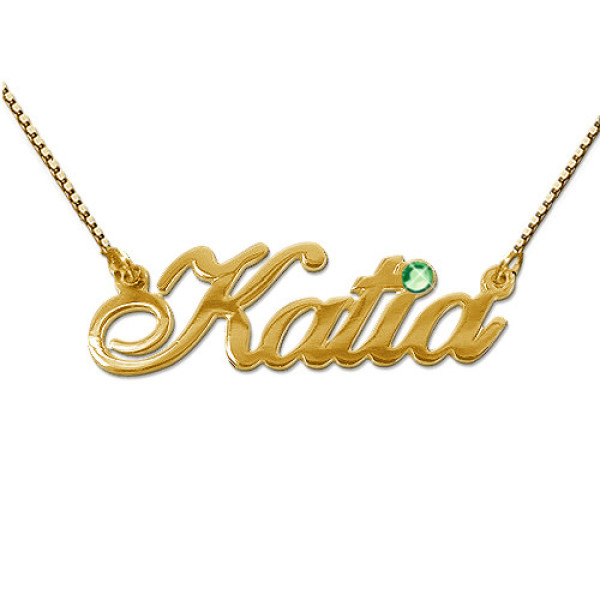 18ct Gold and Swarovski Crystal Name Pendant - By The Name Necklace;