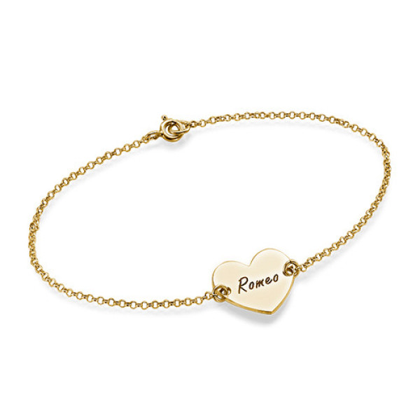 18ct Gold Plated Engraved Couples Heart Bracelet/Anklet With My Engraved