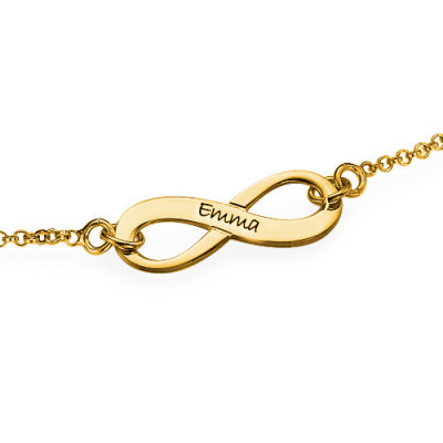 Men's Name Anklet and Bracelets with Gold, Silver, and Crystal Infinity Design