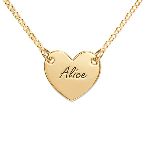 18ct Gold Plated Heart Necklace with Engraving With My Engraved