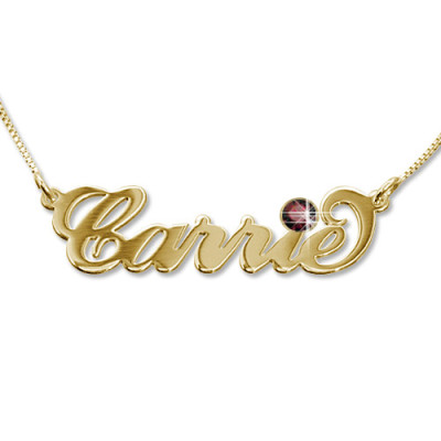 18ct Gold-Plated Carrie Swarovski Name Necklace - By The Name Necklace;