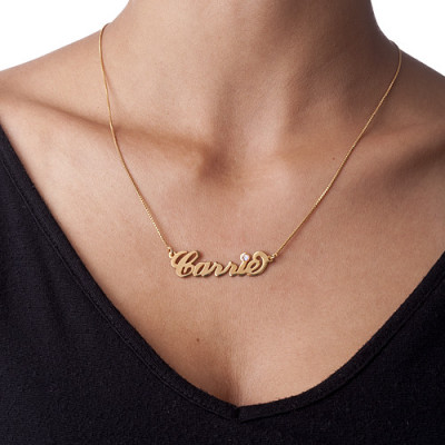 18ct Gold Swarovski Carrie Name Necklace - Plated