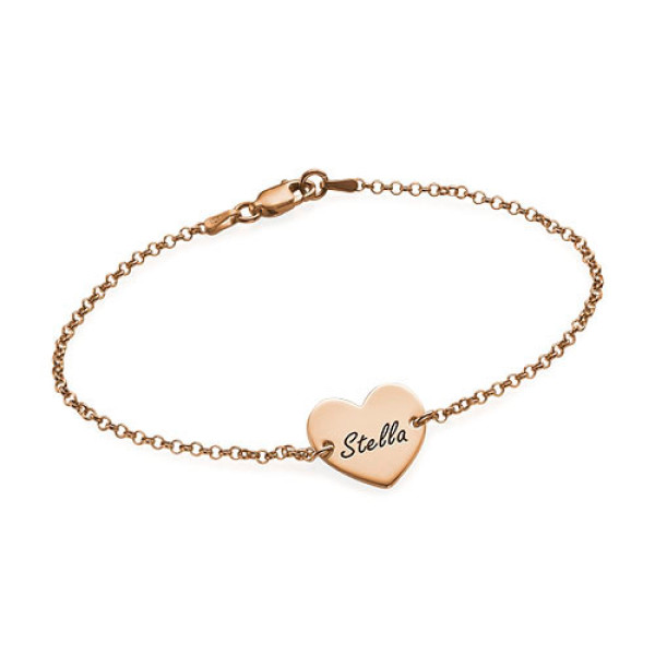 18ct Rose Gold Plated Engraved Heart Couples Bracelet/Anklet With My Engraved