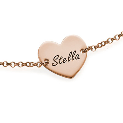 18ct Rose Gold Plated Engraved Heart Couples Bracelet/Anklet With My Engraved