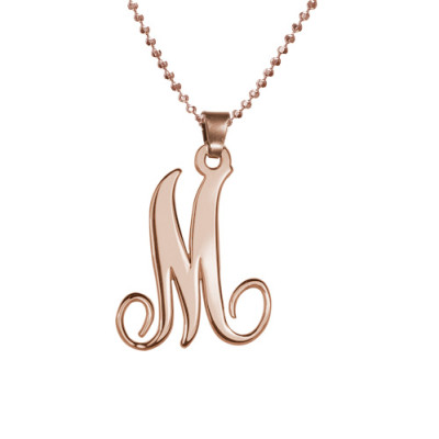 18ct Rose Gold Plated Single Initial Necklace - By The Name Necklace;
