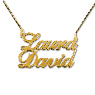 18ct Gold-Plated Silver Personalised Double Name Pendant Necklace