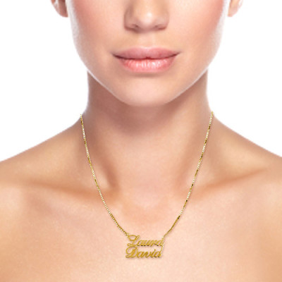 18ct Gold-Plated Silver Personalised Double Name Pendant Necklace