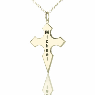 Silver Conical Shape Cross Name Necklace - By The Name Necklace;