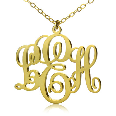 Personalised Vine Font Initial Monogram Necklace 18ct Gold Plated - By The Name Necklace;