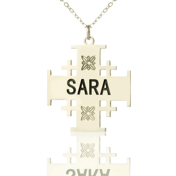 Stunning Silver Jerusalem Cross Pendant Necklace