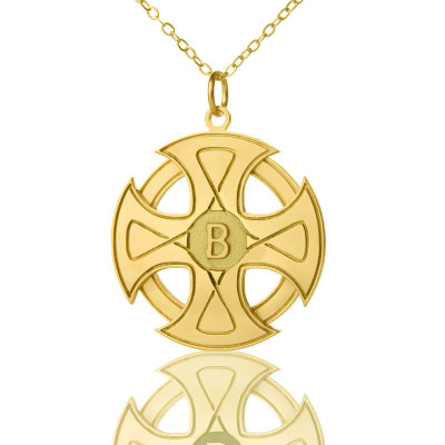 Handcrafted Engraved Celtic Cross Necklace 18ct Gold Plated 925 Silver With Custom Engraving
