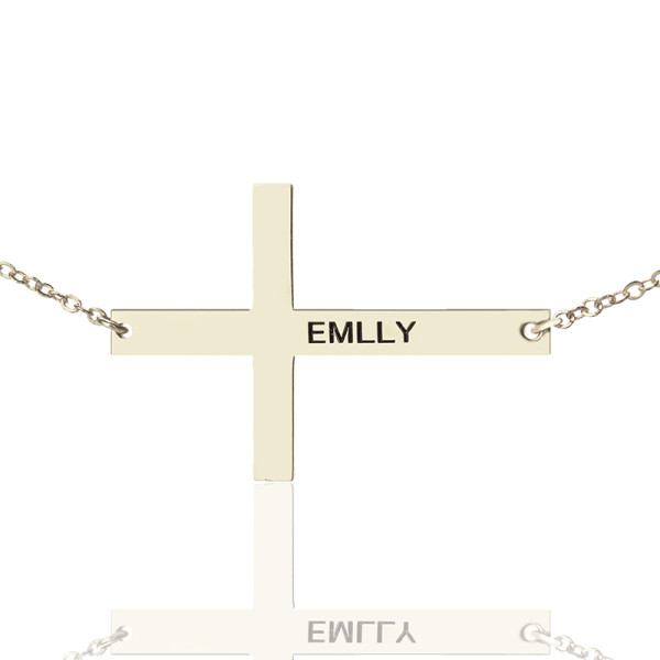 Personalised Silver Latin Cross Name Necklace with Engraving
