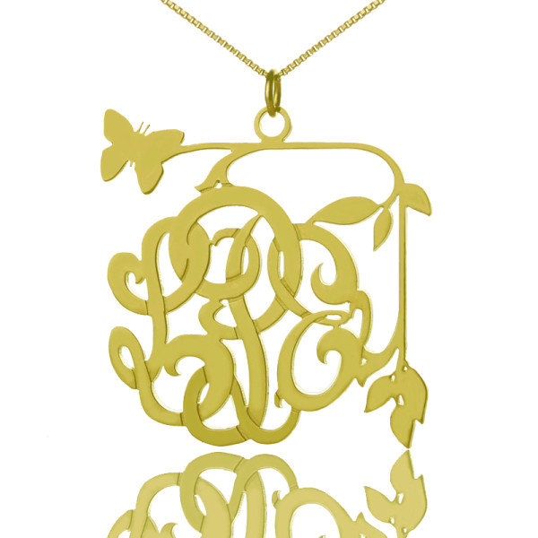18K Gold Plated Butterfly Monogrammed Initial Necklace