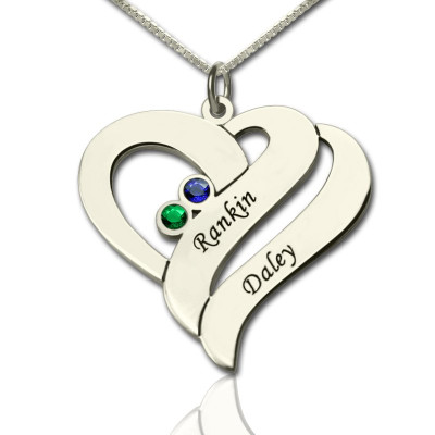 Two Hearts Forever One Necklace Sterling Silver - By The Name Necklace;