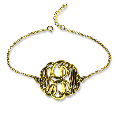 Personalised Hand-painted 18ct Gold Plated Monogram Bracelet