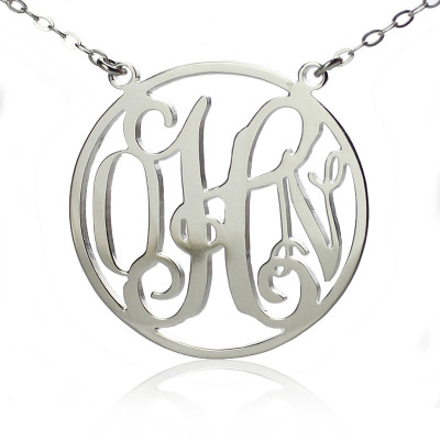 Personalised 18ct Solid White Gold Monogram Initial Name Necklace