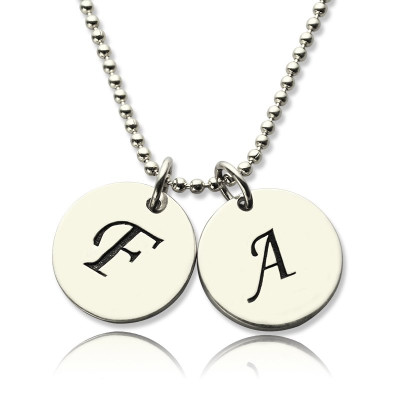Personalised Initial Discs Necklace Silver - By The Name Necklace;