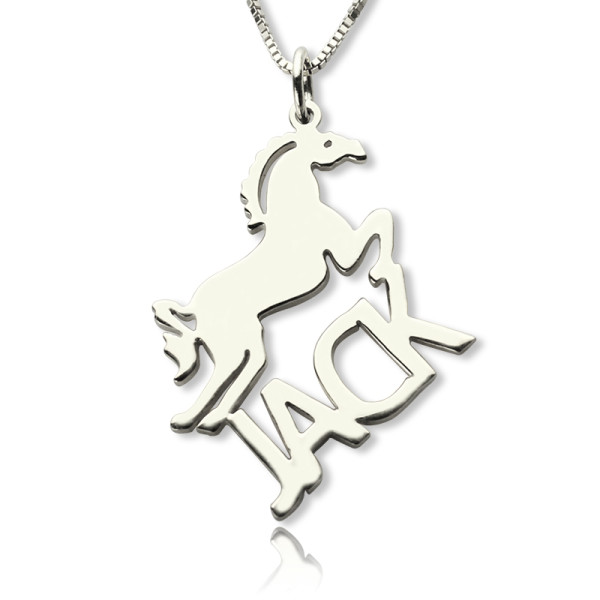 Custom Horse Name Pendant Necklace for Children in Silver