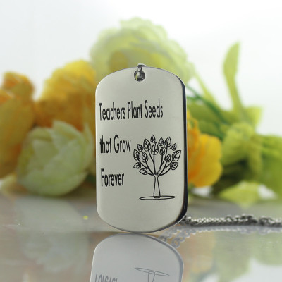 Men's Personalised Dog Tag Tree Name Pendant Necklace