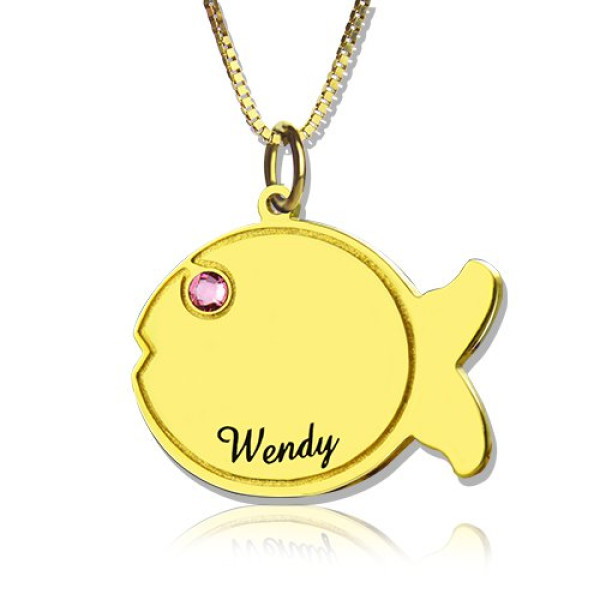 Personalize Gold Plated Fish-Shaped Kids Name Necklace