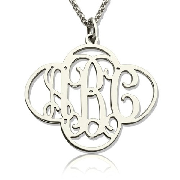 Customised Monogram Clover Cut-Out Silver Necklace