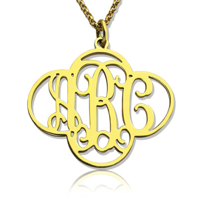 Personalised Cut Out Clover Monogram Necklace 18ct Gold Plated - By The Name Necklace;
