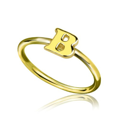 Custom Midi Initial Letter Ring 18ct Gold Plated - By The Name Necklace;