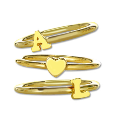 Stackable Initial Rings 18ct Gold Plated Jewellery