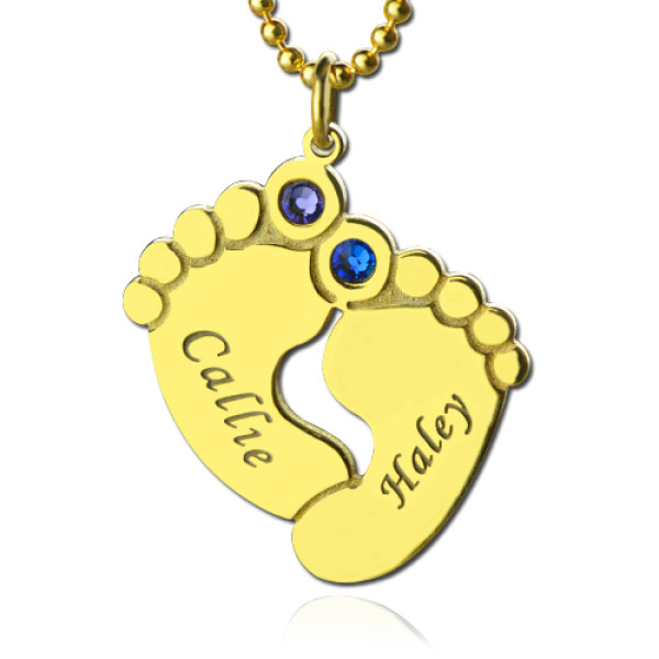 18ct Gold Plated Birthstone Baby Feet Charm Pendant