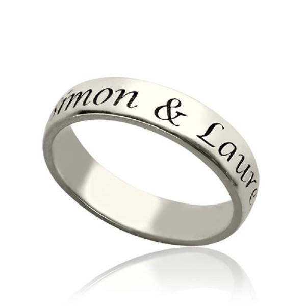 Customize Engraved Name Ring Sterling Silver Promise Band