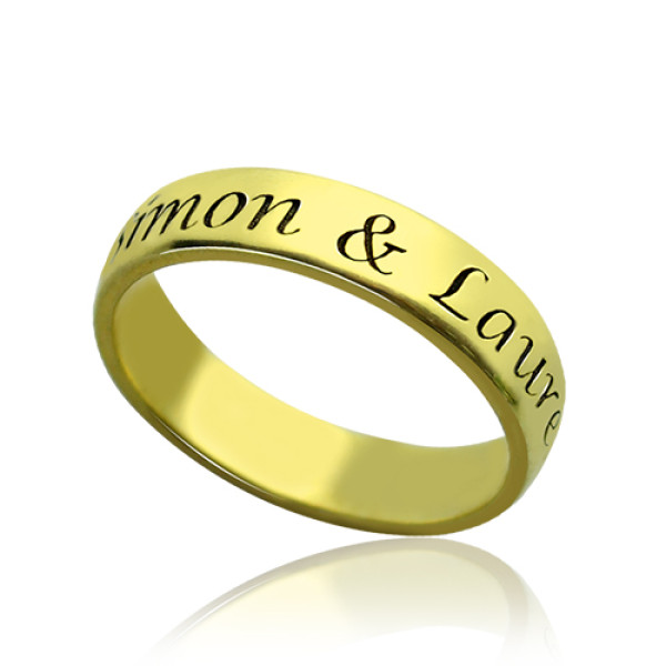 Personalised Name Engraved 18K Gold Plated Promise Ring