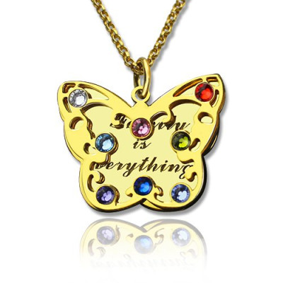18ct Gold Plated Birthstone Butterfly Necklace