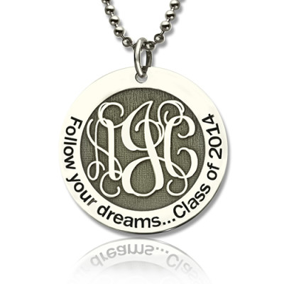 Personalised Class Graduation Monogram Necklace Sterling Silver - By The Name Necklace;