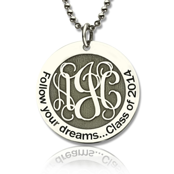 Personalised Graduation Monogram Necklace in Sterling Silver