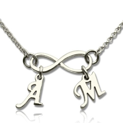 Personalised Infinity Necklace Double Initials Sterling Silver - By The Name Necklace;