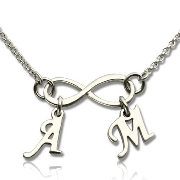 Custom Double Initial Sterling Silver Infinity Necklace