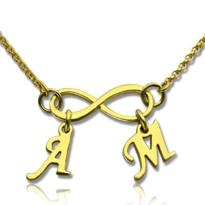 Infinity Pendant Double Initial 18ct Gold Plated - By The Name Necklace;