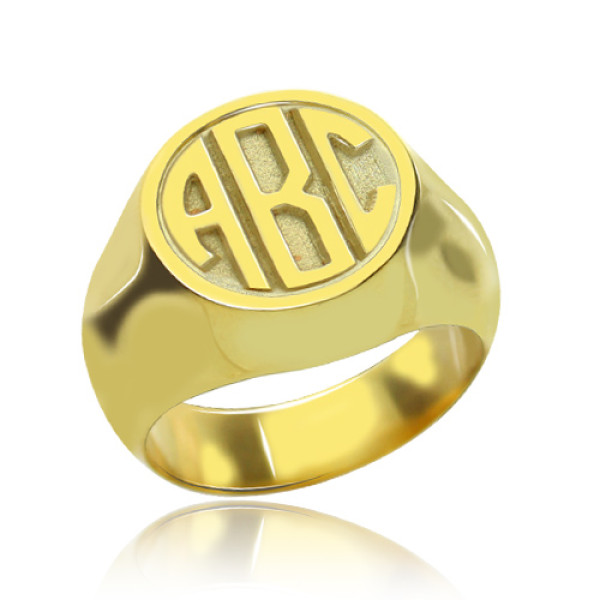 Personalised Signet Ring with Block Letter Monogram in 18ct Gold Plating